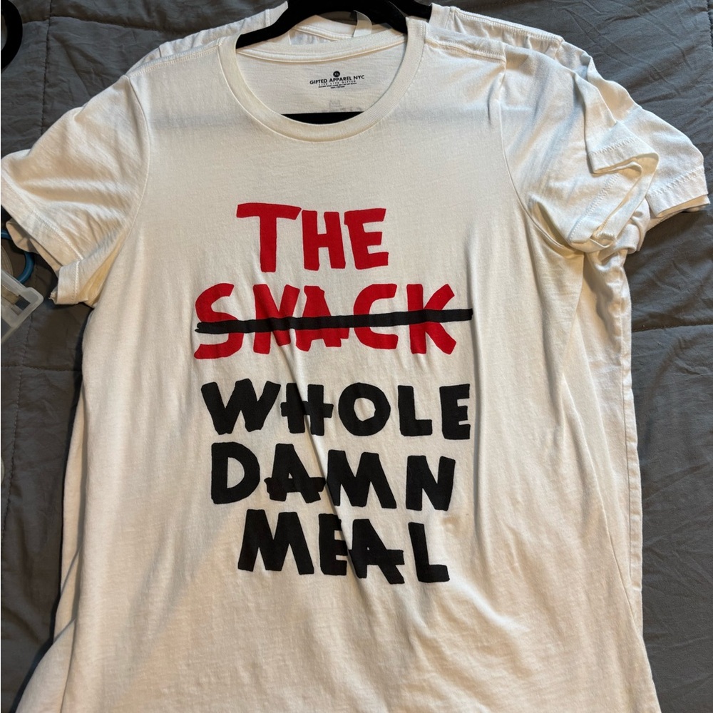 White Graphic Tee with Bold Text